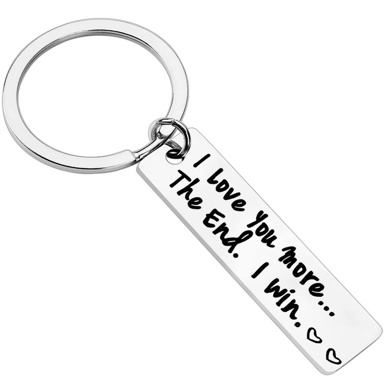 PLwelth Couple Keychain for Him and Her I Love You More The End I Win BFF Girlfriend Boyfriend Husband Wife Couple Key Ring for Romantic Gift Valentine Fatherâ€™s Day Motherâ€™s Day Christmas Anniversary - Image 1